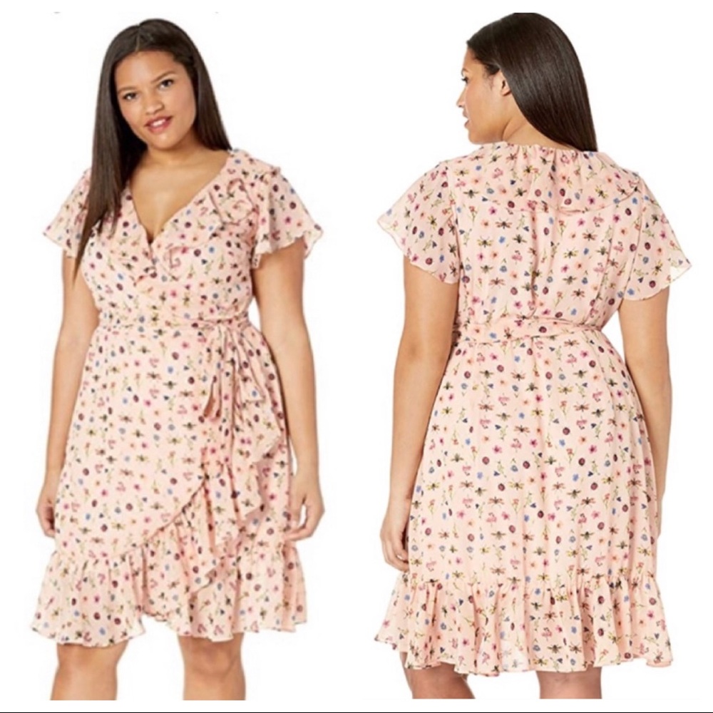 BETSEY JOHNSON Garden Bugs
Print Ruffle Wrap Dress